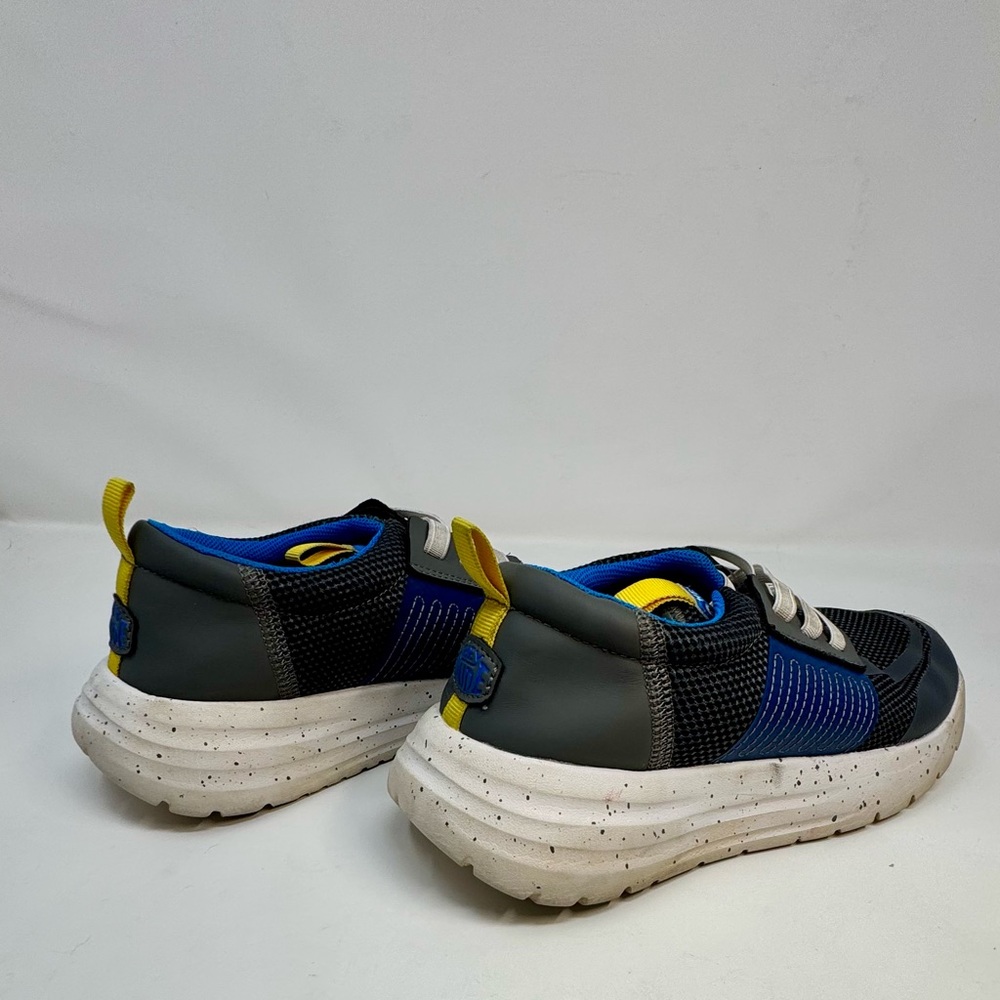Hey Dude Blue and Gray Sneakers with Yellow Accents; Size J3